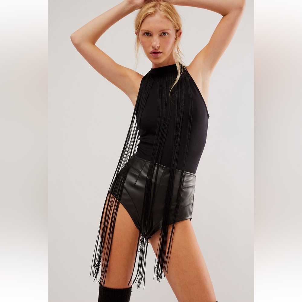 Free People Blue Blazes Fringe Bodysuit